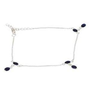 New Arrival 2025 Sterling <b>Silver</b> <b>Anklet</b> Bracelet Featuring Oval-shaped Blue Gemstones Jewellery <b>for</b> <b>Women</b> and Girls - Product Image 2