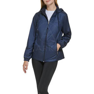 Chaqueta cortavientos de talla grande con cuello levantado para mujer con logotipo personalizado, transpirable, impermeable, para exteriores, de procesamiento de punto para la temporada de invierno - Product Image 1