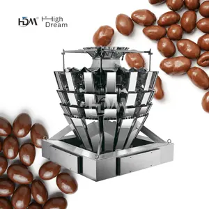 Bolas de chocolate y almendras Snacks Food 16 Memory Hopper Multi Heads Weigher Packing Machine