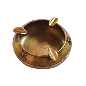 Cenicero de cigarro de latón de metal antiguo y diseñador de hojas de flores - Product Image 2