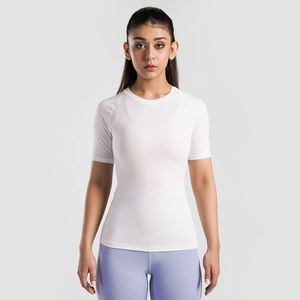 Camiseta Deportiva de Compresión Transpirable para Mujer, Personalizada, con Técnicas de Impresión de Pedrería, para Todas las Temporadas, OEM/ODM - Product Image 4