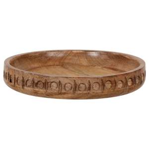 Bol de service en bois de manguier naturel avec des détails sculptés élégants, parfait pour la salle à manger ou la décoration à vendre - Product Image 1