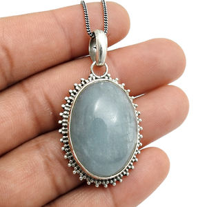 Aigue-marine naturelle pierre ovale pendentif classique en argent sterling 925 Boho bijoux faits main direct prix d'usine fournisseurs - Product Image 4