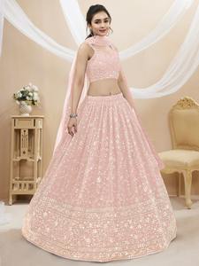 Vente à l'exportation de tissu Georgette vêtements indiens paillettes et Zari brodé Lehenga Choli ensemble de grossiste indien - Product Image 3