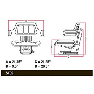 Siège de tracteur agricole robuste enveloppant avec suspension et accoudoirs - Product Image 5