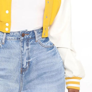 เสื้อแจ็กเก็ตสตรีแบบสั้นระบายอากาศได้ดีสีพื้นย้อมสีล้วน - Product Image 4