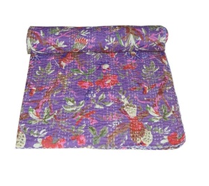 Edredón Kantha de algodón con estampado de pájaro rosa, manta decorativa suave para el hogar, colcha ligera y colcha para sofá - Product Image 3