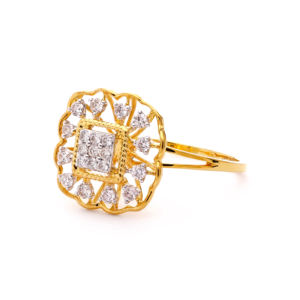 แหวนเพชรรูปดอกไม้สีทองสำหรับงานแต่งงานและงานปาร์ตี้ - Product Image 6