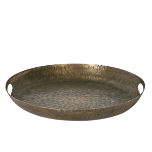 Plateau de service en métal forme ronde fait à la main plateau de luxe fantaisie nouveauté plat de service décoratif en gros - Product Image 1