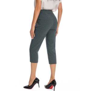 Pantalones Capri Casuales a Cuadros de Cintura Alta, Silueta Lápiz, Elásticos, Cortos de Verano con Botones para Atuendos Informales - Product Image 2