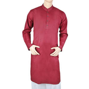 ชุดคุรตะผู้ชายแบบพื้นฐาน - สีแดงเลือดหมู - Product Image 4