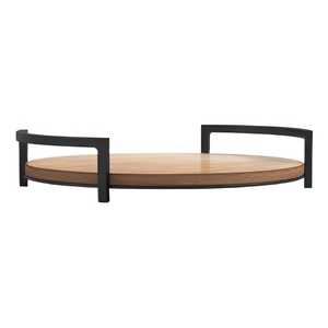 Vente en gros Plateau de service en bois rond personnalisé avec design moderne et poignée en métal pour la décoration de mariage de restaurant hôtel à bas prix - Product Image 1