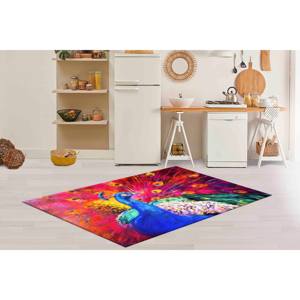 Tapis coloré motif paon : Tapis animalier imprimé en 3D, tapis de couloir, avec poils doux - Product Image 5