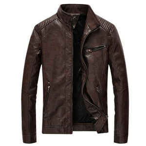 Veste en cuir pour homme de haute qualité, neuve, manches longues, poches zippées, style fourrure pour les sports d'hiver - Product Image 2
