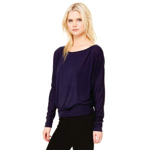 Camiseta holgada de manga larga con hombros descubiertos para mujer, camisa con puños Rib 65% poliéster 35% de algodón, 32, 3,7 oz - Product Image 2