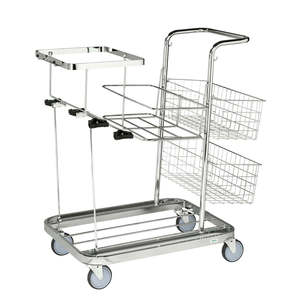 KM30170 <b>Plastic</b> Cleaning <b>Trolley</b> Janitor Cart for Hotel Use Electro-Galvanized Waste Carts - Product Image 1