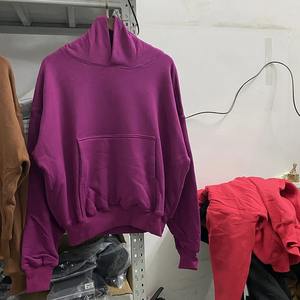 2025 otoño Casual Oversize Pullovers tela pesada doble capa Sudadera con capucha para hombres mujeres bordado patrón sólido West 6 con capucha - Product Image 6