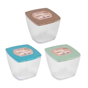 กระปุกใส่เกลือทรงสี่เหลี่ยมใสพร้อมฝาสี (พลาสติก 1072) - Product Image 1