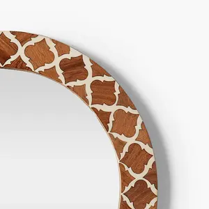 Handmade Low MOQ <b>Vintage</b> Wood and Resin Wall Decorative Round <b>Mirror</b> Customized Manufacturer Wholesaler - Product Image 4