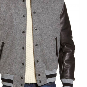 Nueva chaqueta universitaria de talla grande para hombre de moda al por mayor, chaqueta informal de punto de oveja con mangas de cuero impermeable de buena calidad para invierno - Product Image 4