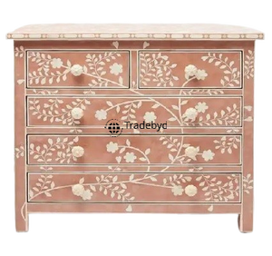 Mesa de consola con incrustaciones de hueso hechas a mano de estilo moderno para decoración de dormitorio elegante Almacenamiento práctico en la escuela o el apartamento - Product Image 1