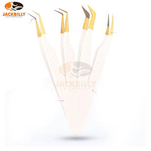 Pince à cils de précision professionnelle Lot de 4 extensions de cils argentés de couleur personnalisables - Product Image 4