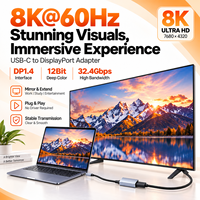 Adaptateur USB-C vers DP 8K 60Hz, convertisseur Type-C vers DP pour ordinateur portable, moniteur, projecteur