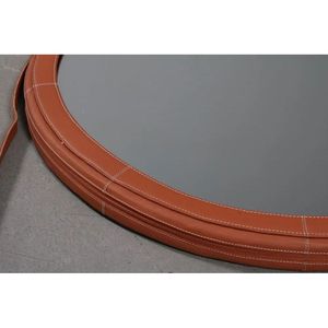 Luxury Oval <b>Wall</b> <b>Mirror</b> with Leather Frame <b>Silver</b> Finish for Bedroom or Bathroom - Product Image 6
