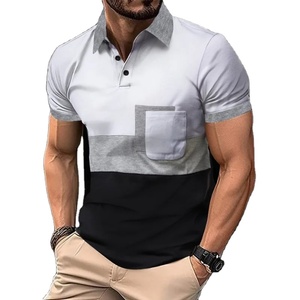 Men's Striped for Polo Collar Cotton <b>Linen</b> T-<b>Shirt</b> with Chest Pocket Breathable Fashionable Cargo <b>Shirt</b> - Product Image 4