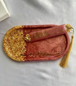 Bandeja de resina marrón y dorada con diseño elegante, perfecta para Ramadán Iftar, servir dátiles, dulces y lujosa exhibición de mesa - Product Image 6