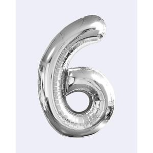 Party Love <b>Balloon</b> Numero <b>Silver</b> N6 45cm 12 pcs Bag - Product Image 1