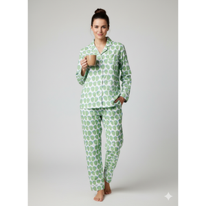 Pijamas Largos de Tela Tejida Jaipuri con Cintura Elástica y Botones para Verano e Invierno, Logotipo Personalizado, Transpirables, 5 Piezas - Product Image 1