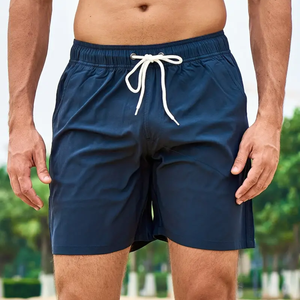 Pantalones cortos deportivos atléticos personalizados para hombre, de compresión ecológica, informales, sólidos, con cintura elástica, antiarrugas, de algodón y poliéster - Product Image 5