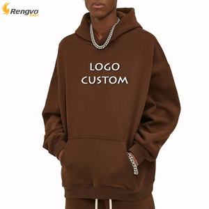 Sweat à capuche épais décontracté pour homme, 350g, style streetwear hip-hop, anti-rétrécissement, couleur unie, coupe classique, personnalisable, pour l'hiver - Product Image 3