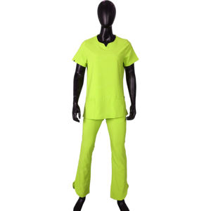 Barato poliéster cuello en V Split logotipo personalizado uniformes de hospital uniformes médicos trajes enfermera Scrub uniforme conjunto - Product Image 2