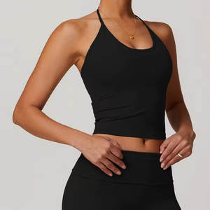 2024, venta al por mayor, camisetas personalizadas para mujer, camisetas sin mangas Halter ligeras transpirables de Color sólido a la moda para mujer - Product Image 4