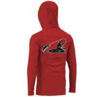 Sweat à capuche de pêche pour homme personnalisé Cocoon, rouge, manches longues, protection anti-UV UPF 50, impression logo avant, pull uni, chemise d'extérieur
