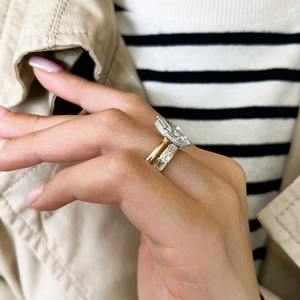 Trendy Style IGI Certified Marquise Cut VVS <b>Lab</b> Grown Diamond Solitaire Engagement Ring Bridal Set Emerald Bezel Eternity Band - Product Image 2