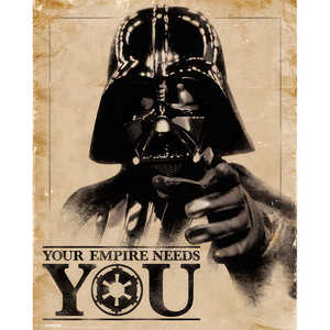 Póster artístico de Star Wars, decoración de pared de Darth Vader con la frase 'Tu imperio te necesita' - Product Image 1