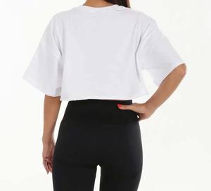 เสื้อครอปใส่ออกกำลังกายผ้าคอตตอนลำลองเสื้อครอปสำหรับเล่นโยคะเสื้อออกกำลังกายโลโก้ออกแบบได้ตามต้องการ - Product Image 4