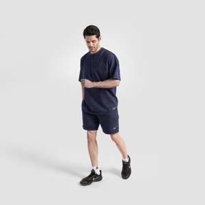 100% Cotton Core Stone Wash Shorts-<b>Navy</b> Breathable Jogger/Cargo Shorts with Elastic Waist XS Size with Logo Decoration - Product Image 5