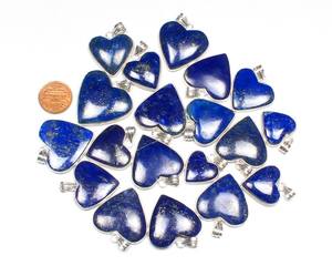 Femmes Naturel Lapis Lazuli Cristal Coeur Lunette Réglage En Argent Sterling Charmes Plaqué Rhodium Bijoux De Mode-Vente En Gros - Product Image 3