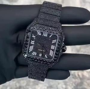 Montre automatique pour homme tendance certifiée EGL, entièrement sertie de diamants Moissanite VVS, style Hip Hop, avec fermoir caché en verre fait main, vente en gros - Product Image 2
