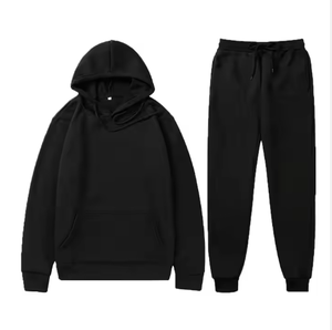 Ensemble de sweat-shirt à capuche décontracté en deux pièces pour homme et femme, couleur unie, tricoté en polaire, séchage rapide, automne-hiver - Product Image 1