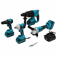 Kit d'outils électriques sans fil 5 en 1 OEM de haute qualité, 21V, avec perceuse, clé à chocs, meuleuse, marteau, scie, 2 batteries 1,5Ah, chargeur et boîte