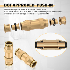 Brass <strong>DOT</strong> Air Line <strong>Fittings</strong> Kit <strong>DOT</strong> Quick Connect Air <strong>Fittings</strong> Push to Connect for Air Brake System - Product Image 2