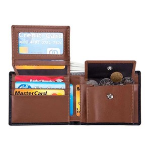 กระเป๋าสตางค์หนังแท้แบบเปิดโล่งมีสไตล์กระเป๋าสตางค์หนังดีไซน์วินเทจบุด้วยผ้าใบไนลอนลายโลโก้ - Product Image 2