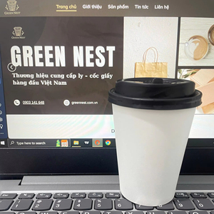 Gobelet en papier à paroi simple écologique GREEN NEST, enduit de PE, jetable, pour boissons chaudes/froides (café/thé), diamètre personnalisable - Product Image 1