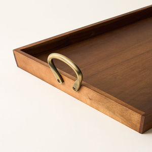 Plateau de service en bois au design exclusif Plateau de service de décoration de table pour fête de mariage Plateau de service de restauration avec poignée en métal - Product Image 3