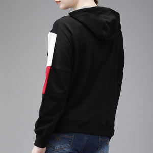 Sweat-shirts à capuche en molleton écologique 100% coton, poids lourd, noir, très stylés, avec panneaux latéraux contrastés et poche kangourou - Product Image 3